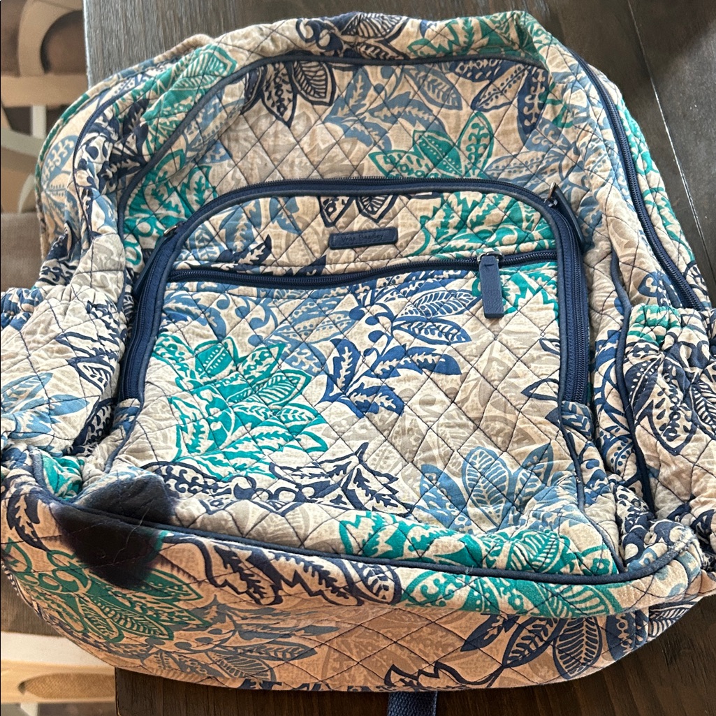 Vera Bradley Floral Quilted Backpack And Matching Lunchbox